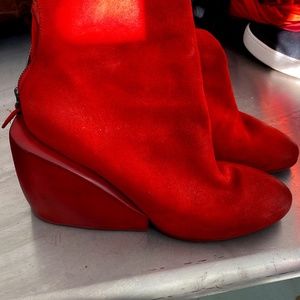 Red Wedge Booties by Marsell, made in Italy, 41